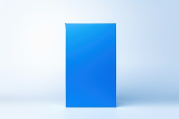 Blue tall product box copy space is isolated against a white background for ad advertising sale alert or news blank copyspace for design text photo website 