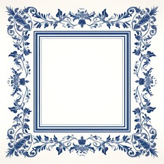 Blue traditional rectangular frame on white background design for headline logo or sale banner blank copyspace for design text photo website web 