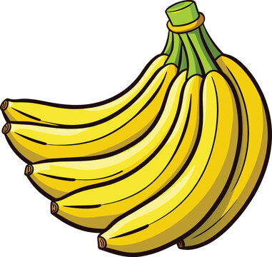 yellow bananas bunch cartoon style clip art preview