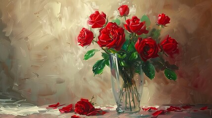 Oil painting roses art on canvas wallpaper background