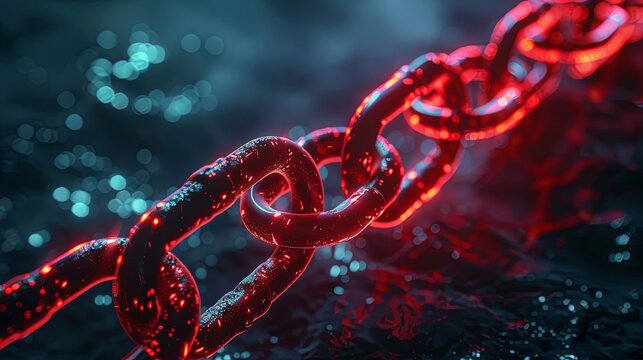 Red hot burning chain links fetter wallpaper background