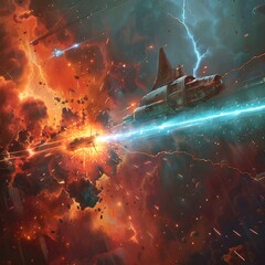 Fototapeta premium Space Battle Explosion