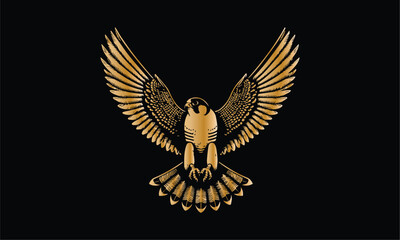 golden eagle with wings, peregrine design logo, 