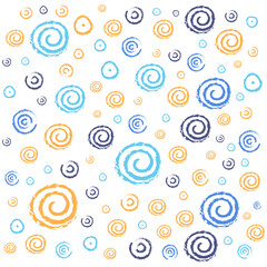Spiral circle seamless colorful hand drawn pattern	