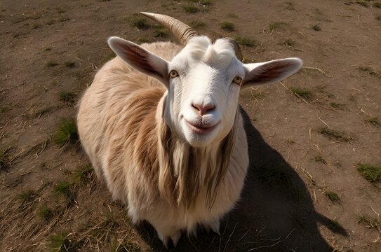 Majestic Eid Ul Adha, Portrait of a Sturdy Wild Goat. Eid Mubarak.