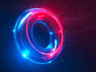 A glowing ring with blue and red lights.