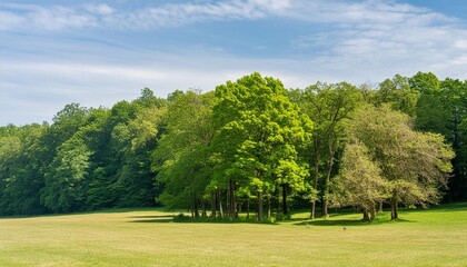 a forest edge with green trees in summe