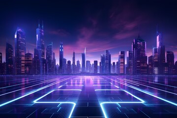 City night purple light background, Generative AI