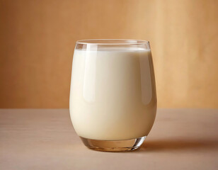 Market stage - glass glass glass with milk, on a light background, without a label.