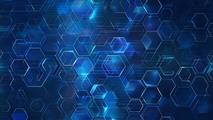 Abstract glowing blue hexagonal background with a futuristic technology and science concept