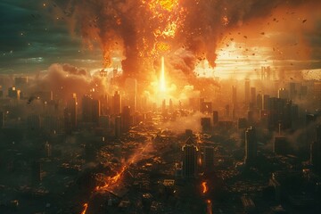 Catastrophic City Explosion Depicting Apocalyptic Destruction