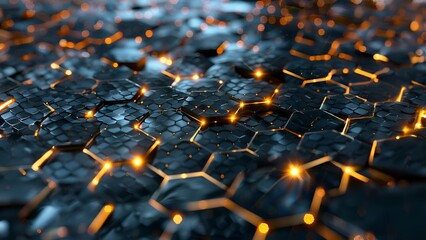 Fototapeta premium Abstract glowing futuristic hexagonal background with technology and engineering concept