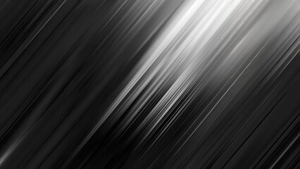 Abstract background with diagonal silver stripes and a shiny gradient in black and white