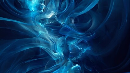 Obraz premium Abstract blue and white fluid shapes with a smoky or gaseous appearance on a dark background