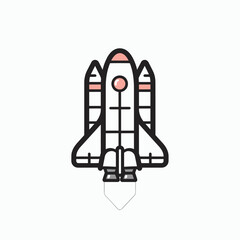 Space ship rocket launch simple minimalist icon design