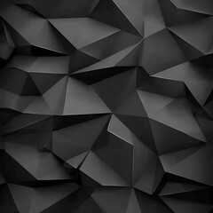 Abstract 3D rendering of black geometric shapes with beveled edges