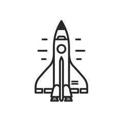Space ship rocket launch simple minimalist icon design