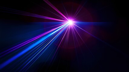 Obraz premium Abstract background with glowing blue and purple laser beams and a bright white light source
