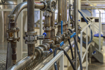 Special equipment with pipeline system in the soap making factory.