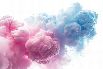 Pink and Blue Cotton Candy Clouds on Transparent Background
