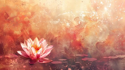 A beautiful yoga themed background, with lotus, nice warm colors , generated with ai