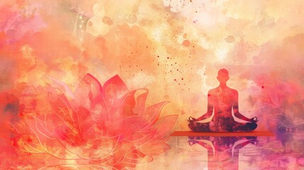 A beautiful yoga themed background, with lotus, nice warm colors , generated with ai