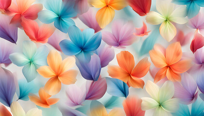 Cinematic screenshot image view of floating multicolored flower petals - Powered by Adobe