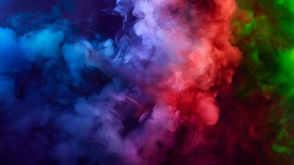 Colorful smoke of blue, red, and green on a black background