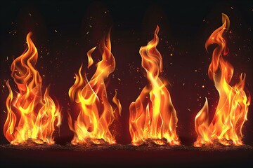 Fototapeta premium Realistic Flames Rising Against a Dark Background