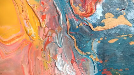 Abstract painting with vibrant colors and a fluid texture