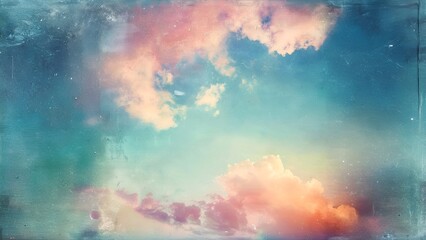 Nostalgic sky background with a blend of soft pastel colors and a faded, dreamy aesthetic