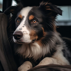 Fototapeta premium portrait of a dog in a car