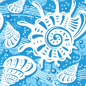 Seamless shell pattern, Beach motives