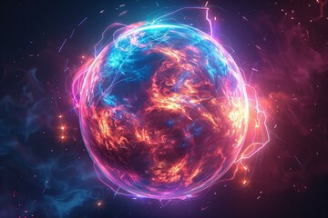 Obraz premium Mystic Energy Sphere with Vibrant Glowing Light Effects