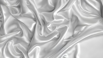 White silk fabric with soft waves, elegant and shiny satin textile background