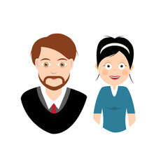 Man and woman icons isolated on white background, vector