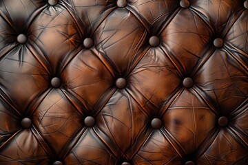 Naklejka premium Elegant Brown Leather Upholstery with Quilted Pattern