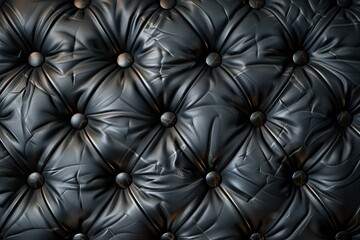 Fototapeta premium Detailed Black Leather Upholstery with Button Accents