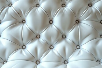 Elegant White Leather Upholstery Pattern with Buttons