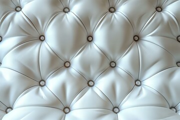 Fototapeta premium Elegant White Leather Upholstery Pattern with Buttons
