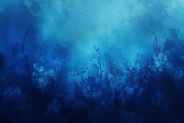 Mystical Underwater Forest in Moody Blue Tones
