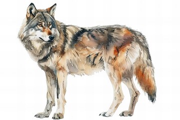 Fototapeta premium Stunning Watercolor Illustration of a Majestic Wolf