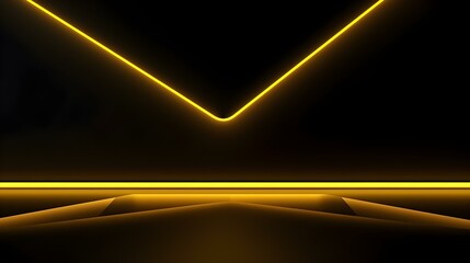 Glowing yellow Neon Lights in the Dark. Elegant Background with Copy Space