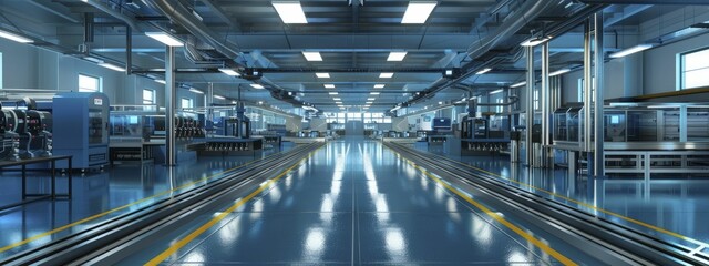 Experience the intricate precision of a modern factory floor through a finely crafted 3D vector illustration showcasing automated machinery.