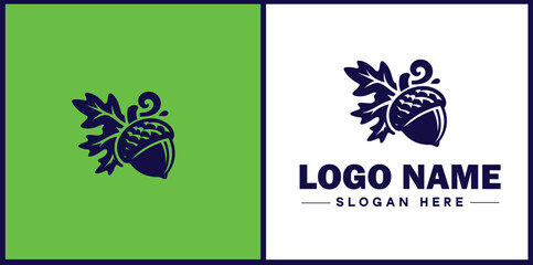 acorn icon Oak nut Acorn nut Acorn seed flat logo sign symbol editable vector