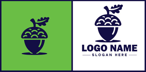 acorn icon Oak nut Acorn nut Acorn seed flat logo sign symbol editable vector