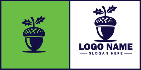 acorn icon Oak nut Acorn nut Acorn seed flat logo sign symbol editable vector