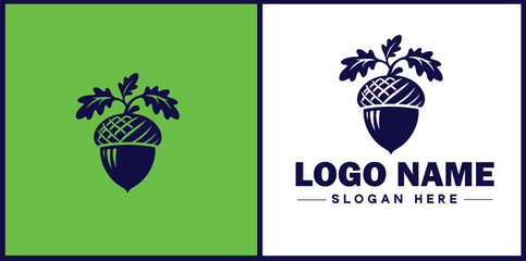acorn icon Oak nut Acorn nut Acorn seed flat logo sign symbol editable vector