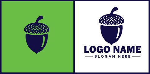 acorn icon Oak nut Acorn nut Acorn seed flat logo sign symbol editable vector