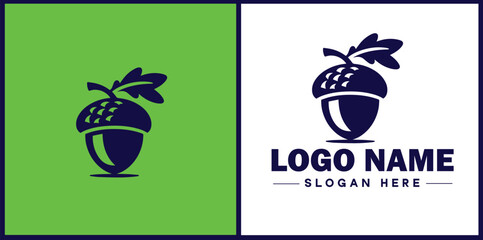 acorn icon Oak nut Acorn nut Acorn seed flat logo sign symbol editable vector © sahadul